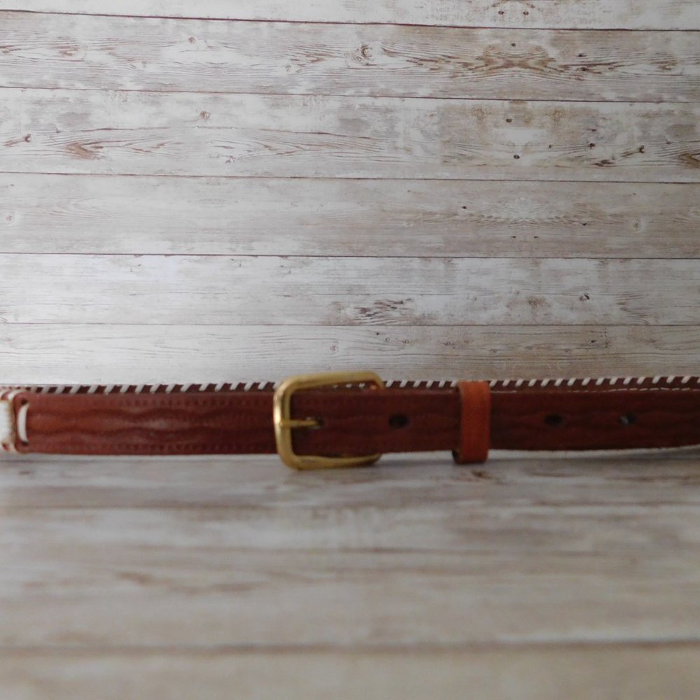 VINTAGE Southwestern Beaded Leather Belt - Merry Christmas - Picture 5 of 8